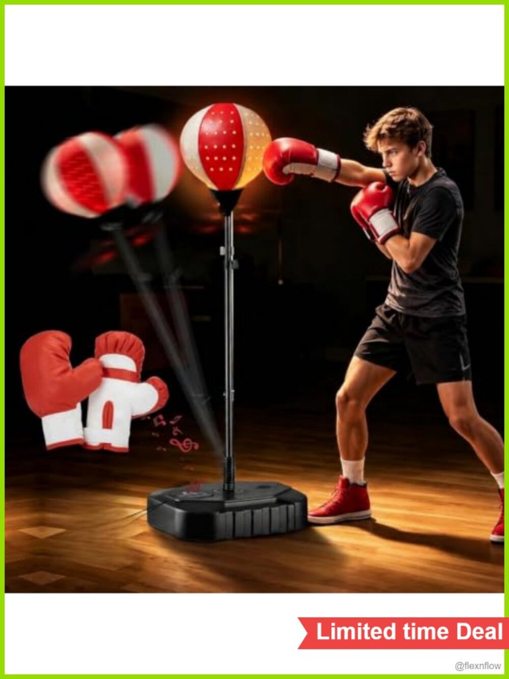 LED Punching Bag with Stand & Scoreboard, Adjustable Boxing Bag